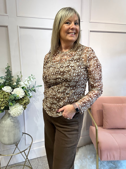 Bambi Mesh Top - Beige/Cream - Wardrobe By Simone