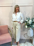 Load image into Gallery viewer, Beige Paisley Detail Shirt - White - Wardrobe By Simone
