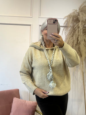 Knitted Hoody Jumper - Caramel