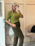 Load image into Gallery viewer, V Neck Short Sleeve Jumper - Olive
