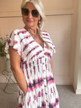 Load image into Gallery viewer, Button Detail Midi dress - Dusky Pink/Cream - Wardrobe By Simone
