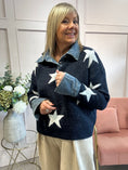 Load image into Gallery viewer, Stars & Denim Collar Jumper - Navy/White
