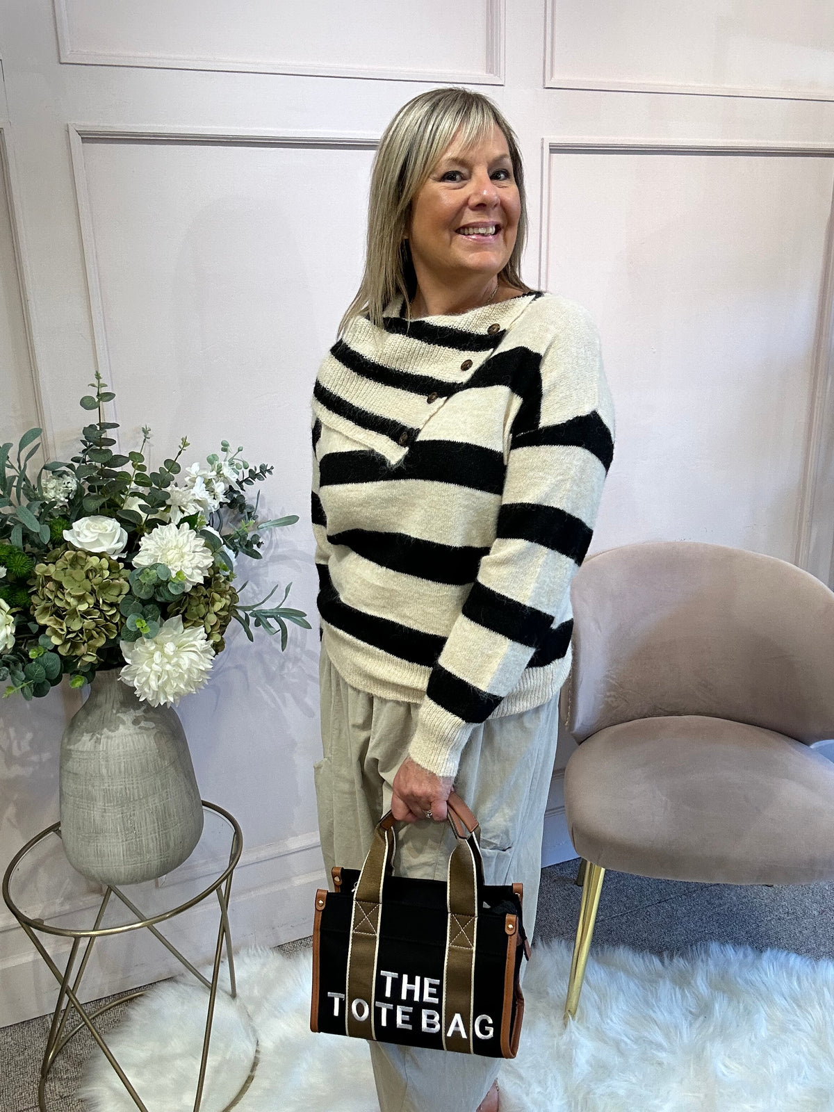 Bold Stripe Jumper - Cream/Black