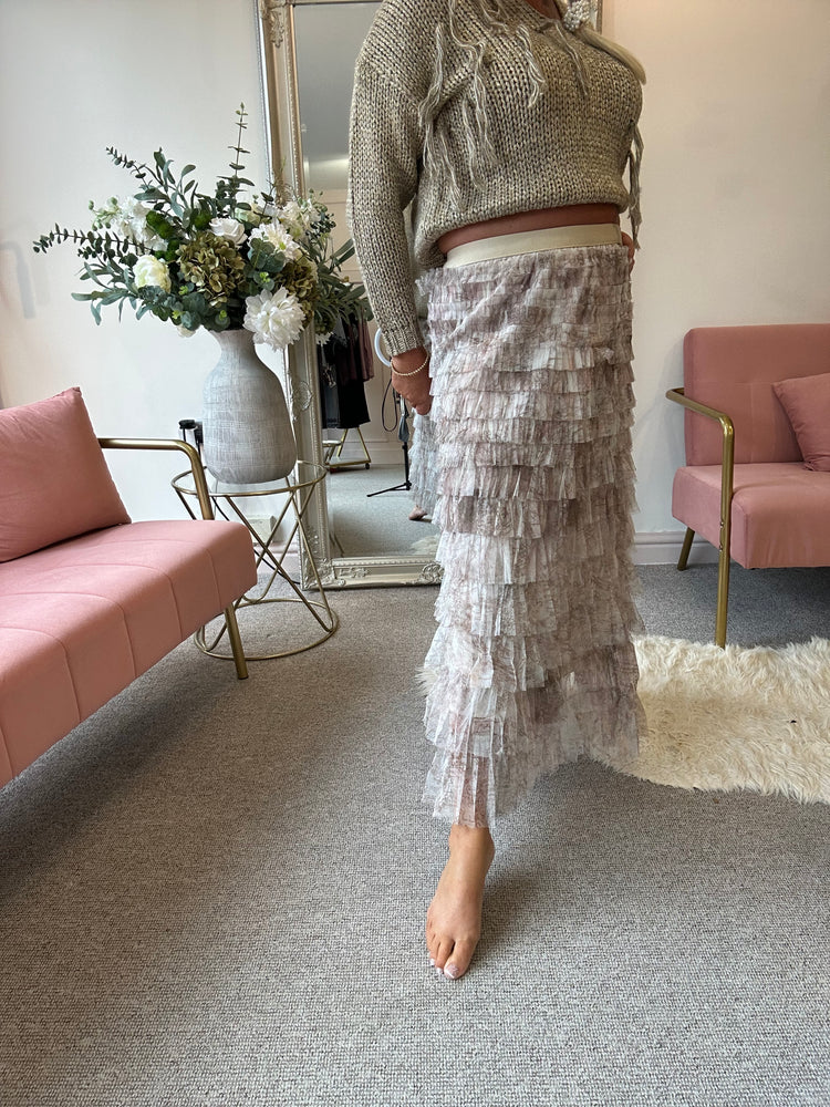 Dreamy Tulle Net Layered Skirt - Beige/Cream