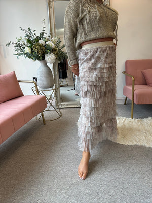 Dreamy Tulle Net Layered Skirt - Beige/Cream
