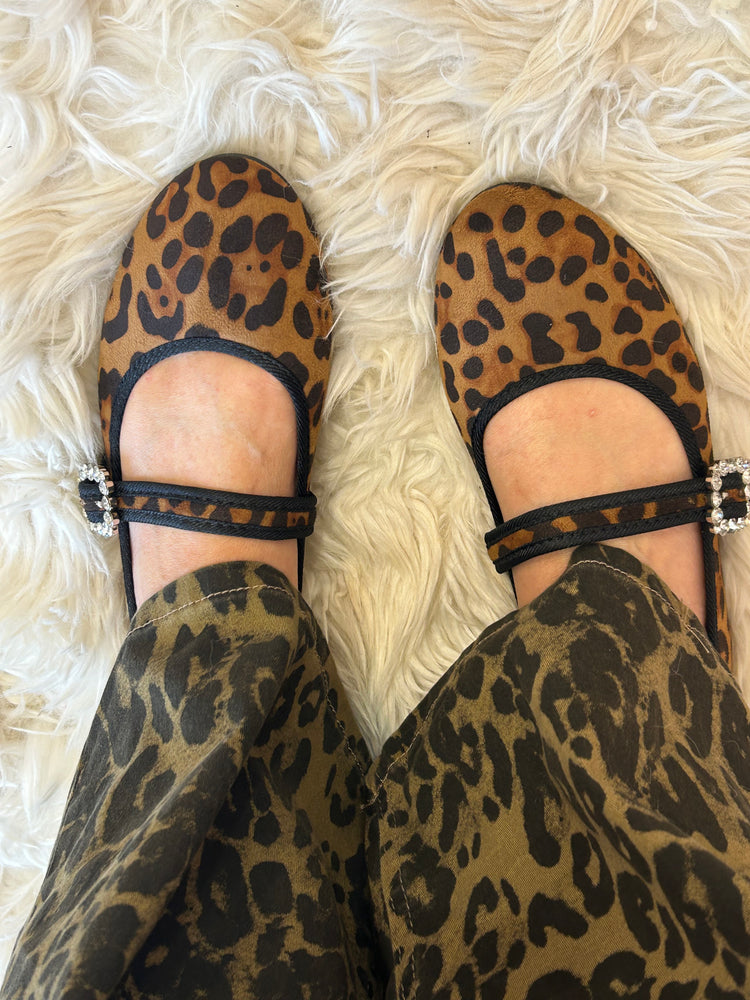 Mary Jane Iconic Strap Diamante Buckle - Leopard - Wardrobe By Simone