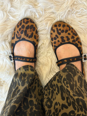 Mary Jane Iconic Strap Diamante Buckle - Leopard - Wardrobe By Simone
