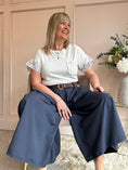 Load image into Gallery viewer, Belted Palazzo Wide Pant - Navy - Wardrobe By Simone
