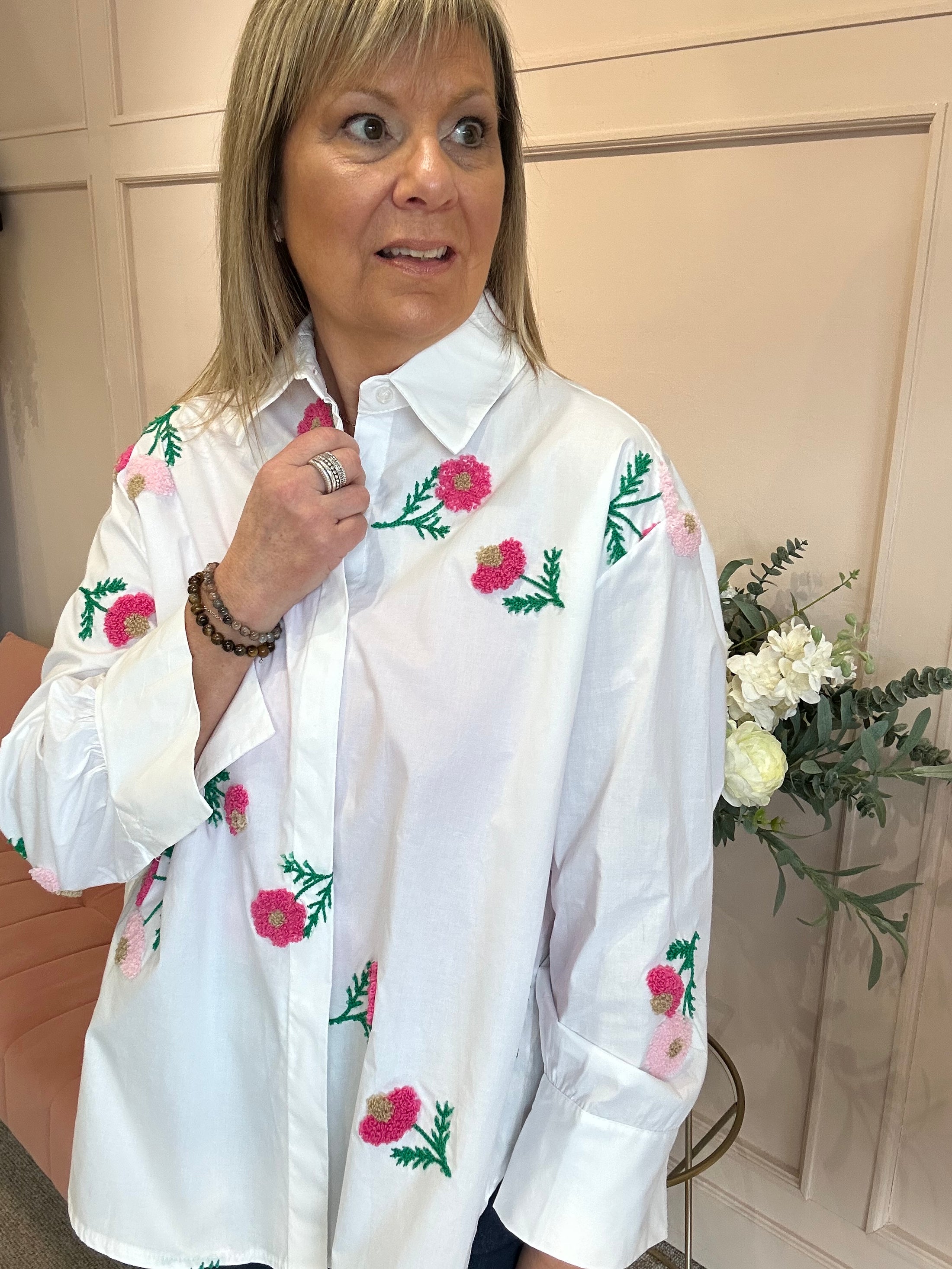 Meadow Flowers Shirt - White - Wardrobe By Simone