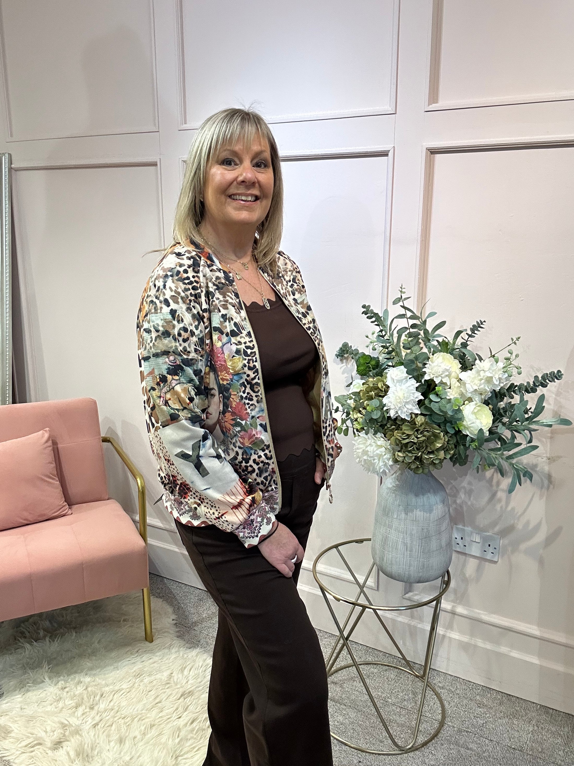 Wild Leopard Suedette Jacket - Brown/Multi