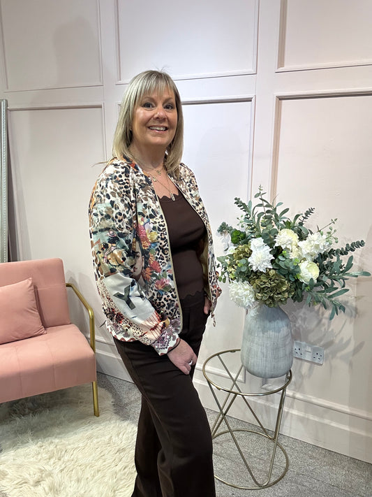 Wild Leopard Suedette Jacket - Brown/Multi