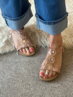 Rosie Gold Bling Sandals - Rose Gold