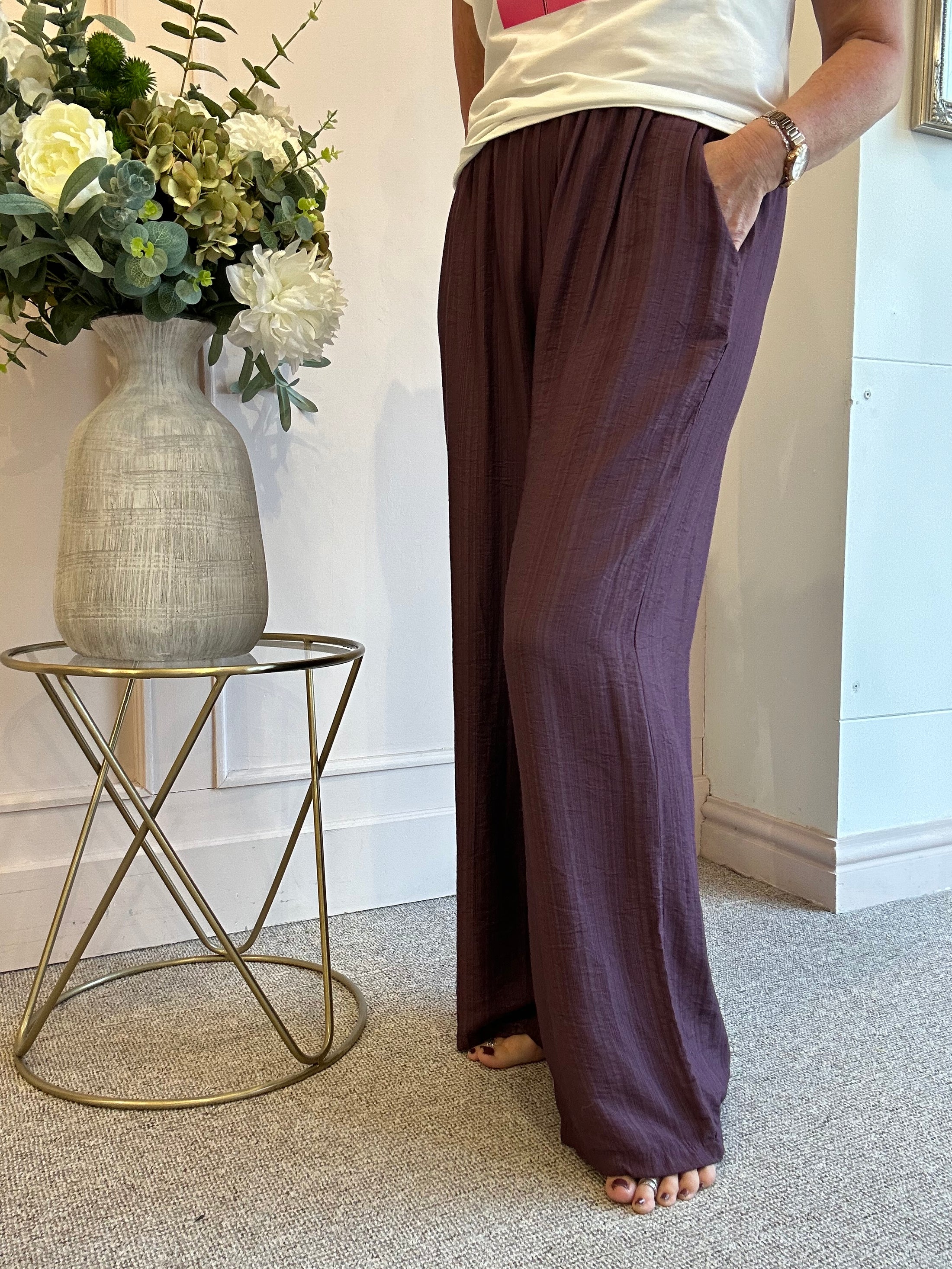 Wide Leg Pant - Damson