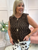 Chunky Knit Waistcoat - Brown