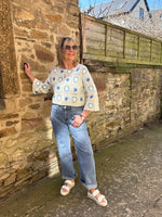 Wide Straight Leg Jeans - Mid Blue
