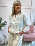 Load image into Gallery viewer, Floral & Lace Zipped Top - White/Gold - Wardrobe By Simone
