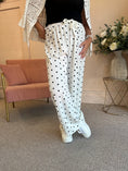 Load image into Gallery viewer, Polka Dot Tie Belt Pant - Off White/Black - Wardrobe By Simone
