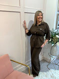Load image into Gallery viewer, Tunic Shirt Jacket &Trouser Set - Brown
