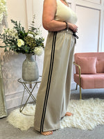 Black Side Stripe Lounge Pant - Beige