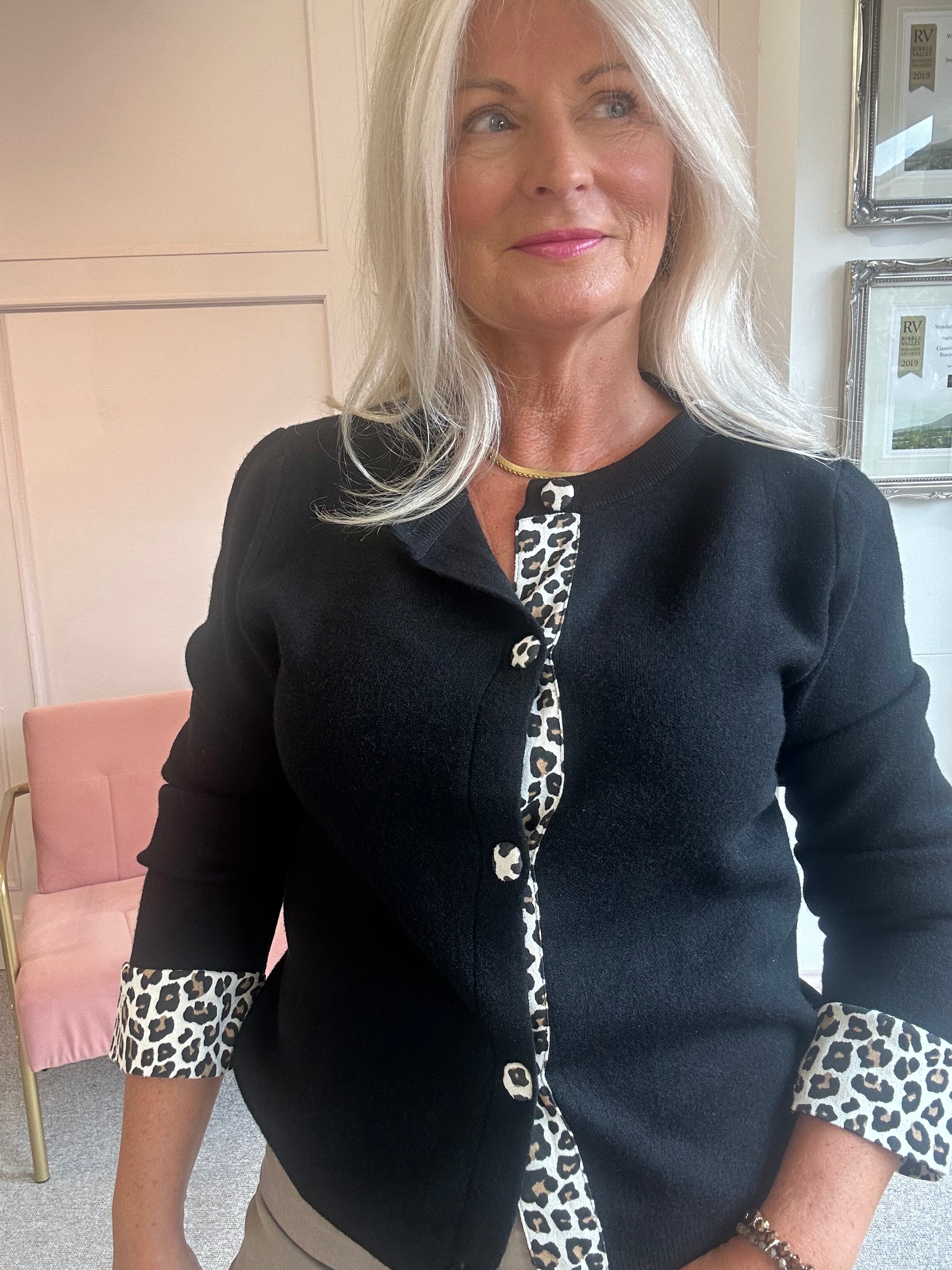 Leopard Edge Cardi Jacket - Black