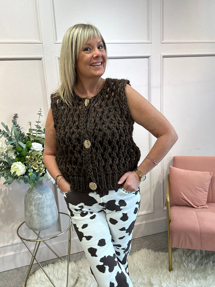 Chunky Knit Waistcoat - Brown