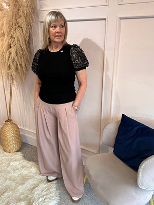 Pretty Butterfly Sleeve Top - Black - Wardrobe By Simone