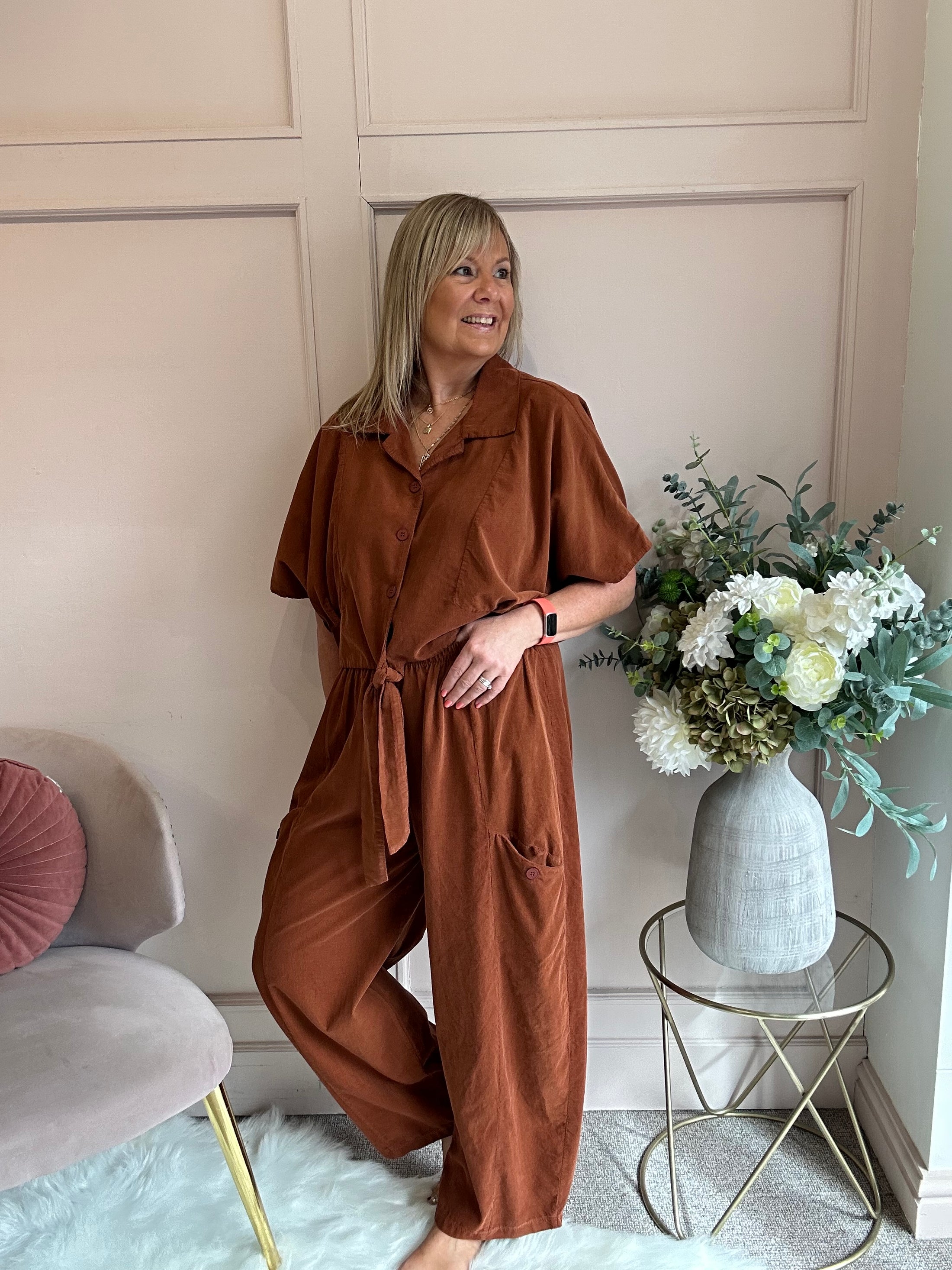 Barrel Cord  Pant - Terracotta