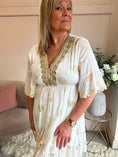 Load image into Gallery viewer, Embroidered Gold Midi Dress - Soft Cream/Gold - Wardrobe By Simone
