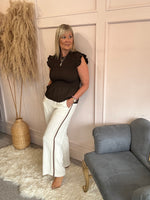 Ruched Bodice Peplum Top - Chocolate