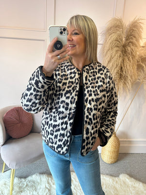 Buttoned Padded Jacket  - Leopard - Wardrobe By Simone