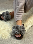 Load image into Gallery viewer, Pom Pom Slider Slipper - Chocolate
