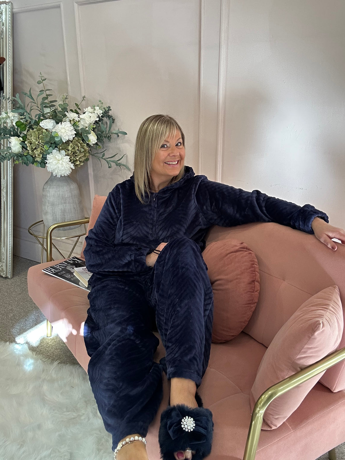 Chevron Cosy Lounge Set - Rich Navy
