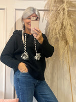 Knitted Hoody Jumper - Black