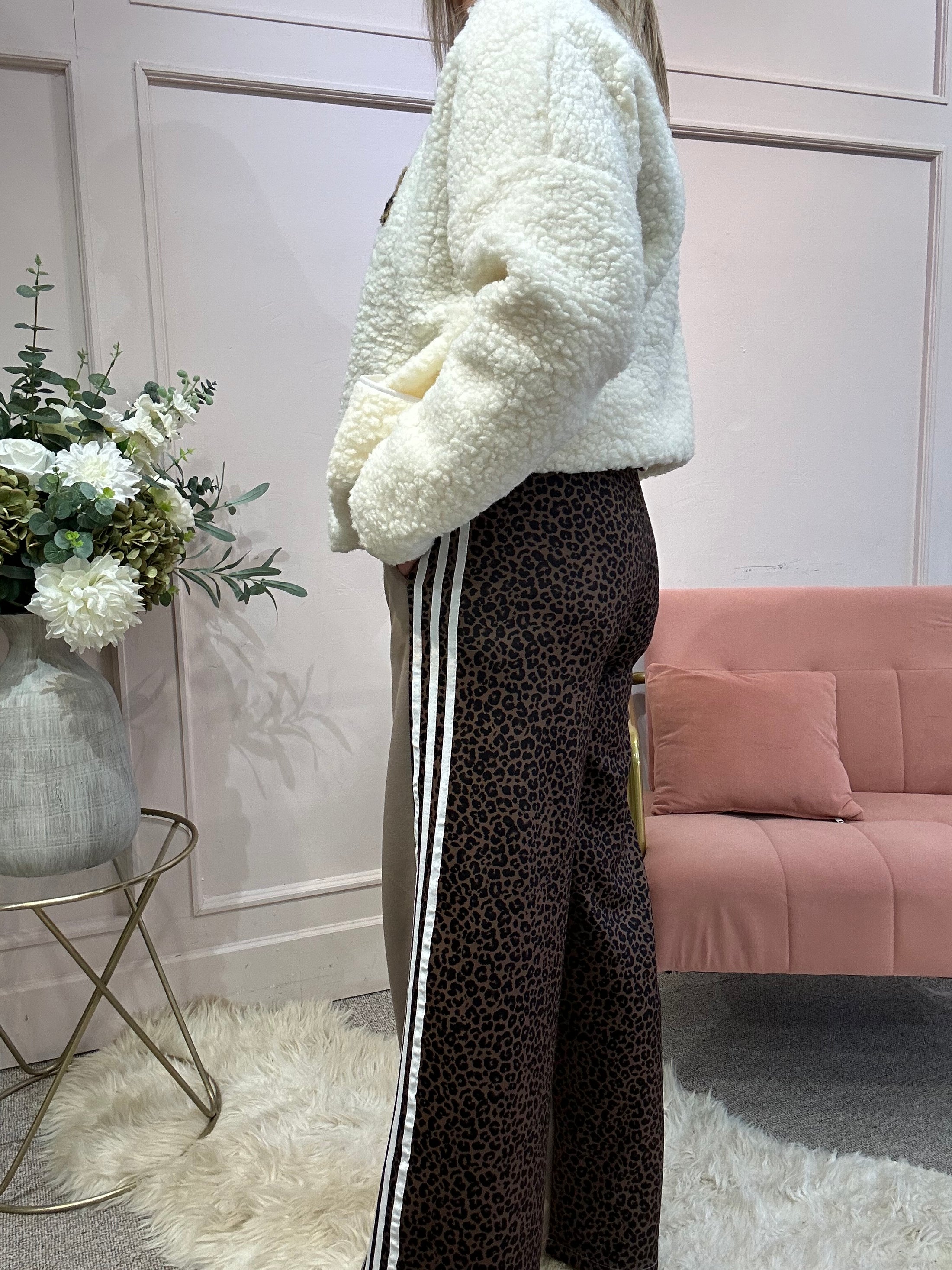 Quirky Side Striped Lounge Pant - Brown/Leopard