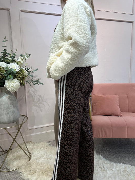 Quirky Side Striped Lounge Pant - Brown/Leopard