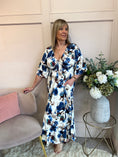 Load image into Gallery viewer, Oriental Maxi Dress - Cream/Blue - Wardrobe By Simone
