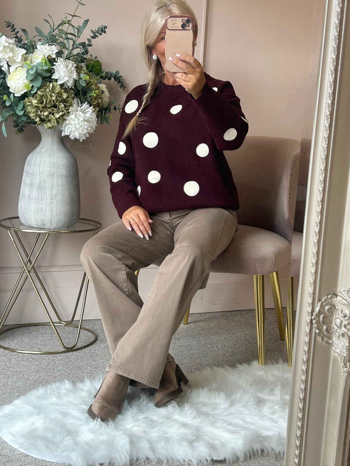 Spot Jumper - Burgundy/Cream
