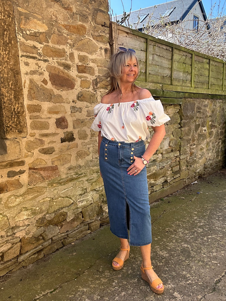 Wild Flower Bardo Top - White