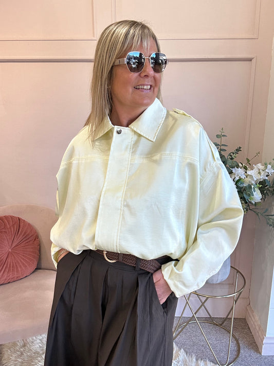 Sheer Shimmer Zipped Top - Mellow Yellow - Wardrobe By Simone