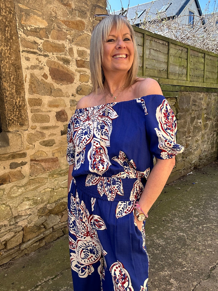 Bardo Top - Electric Blue/Cream
