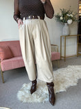 Load image into Gallery viewer, Faux Leather Wide Leg Trouser - Cream
