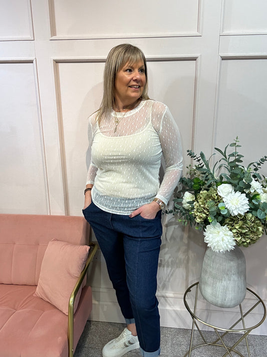 Delicate Floral Mesh Top - Soft Lemon - Wardrobe By Simone