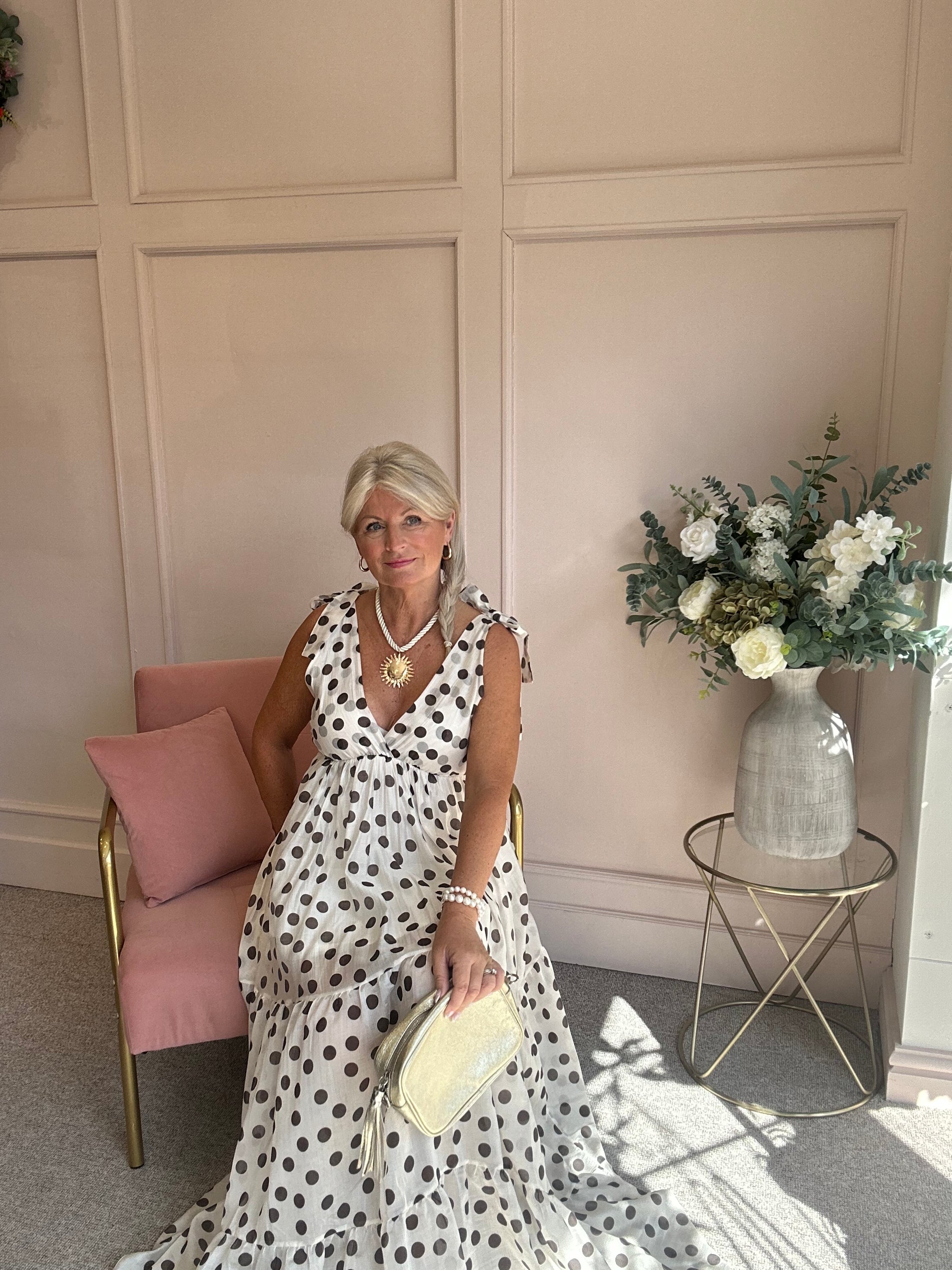 Spotty Dotty Dress - Cream/Brown - Wardrobe By Simone