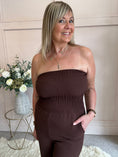 Load image into Gallery viewer, Bardot Elastic Top Wide Leg Jumpsuit Brown -One Side
