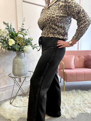 Plait Braid Detail Lounge Pant - Chocolate