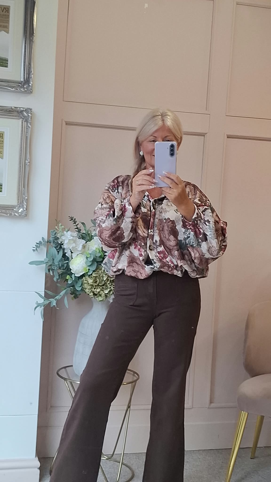 Floral Print Shirt/Jacket - Browns/Burgundy
