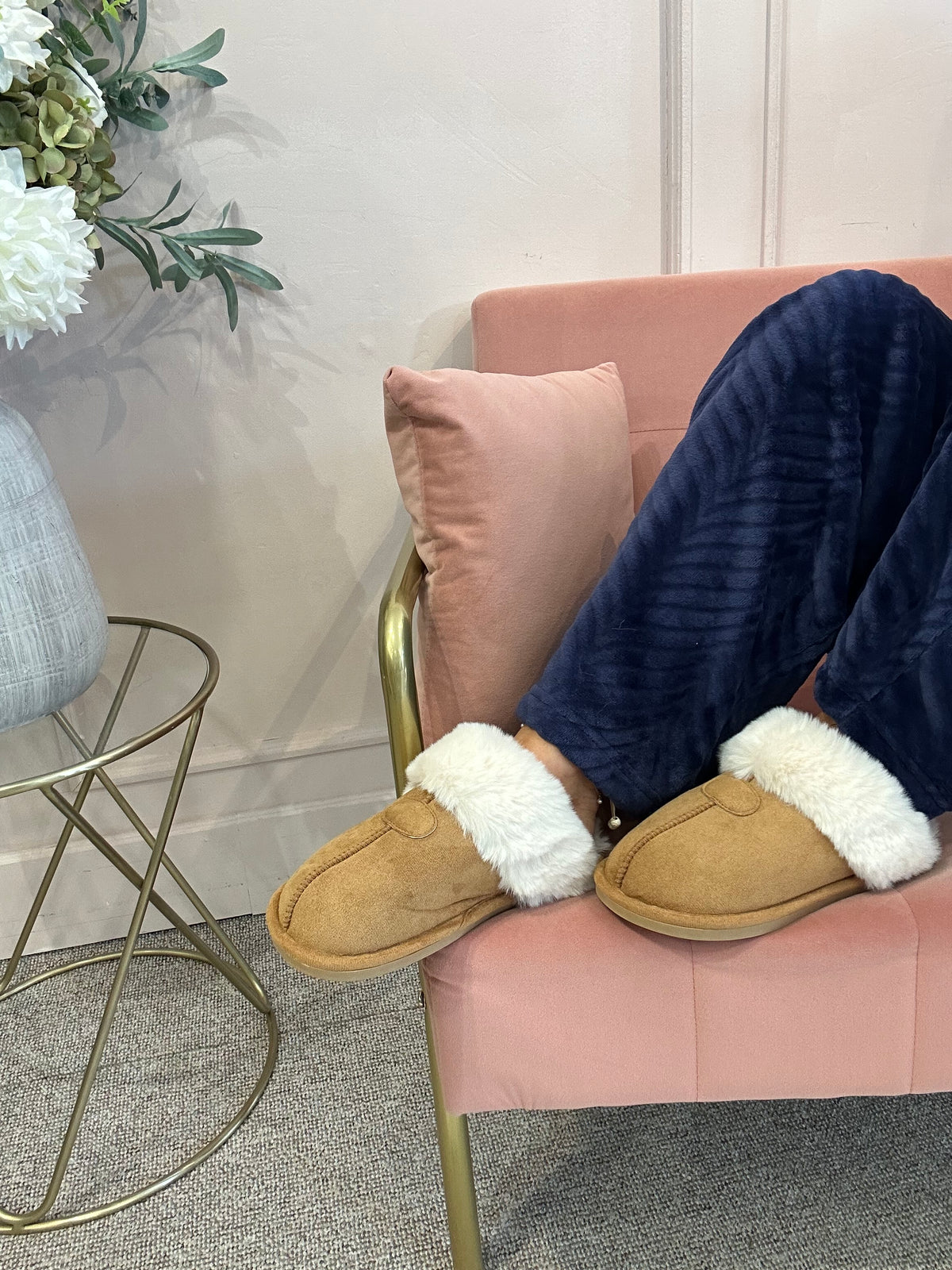 Fluff Edge Slipper/Mule - Camel