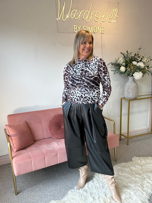 High Neck Top - Leopard