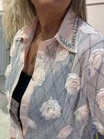 Delicate Rose Mesh Shirt - Peachy Pink - Wardrobe By Simone