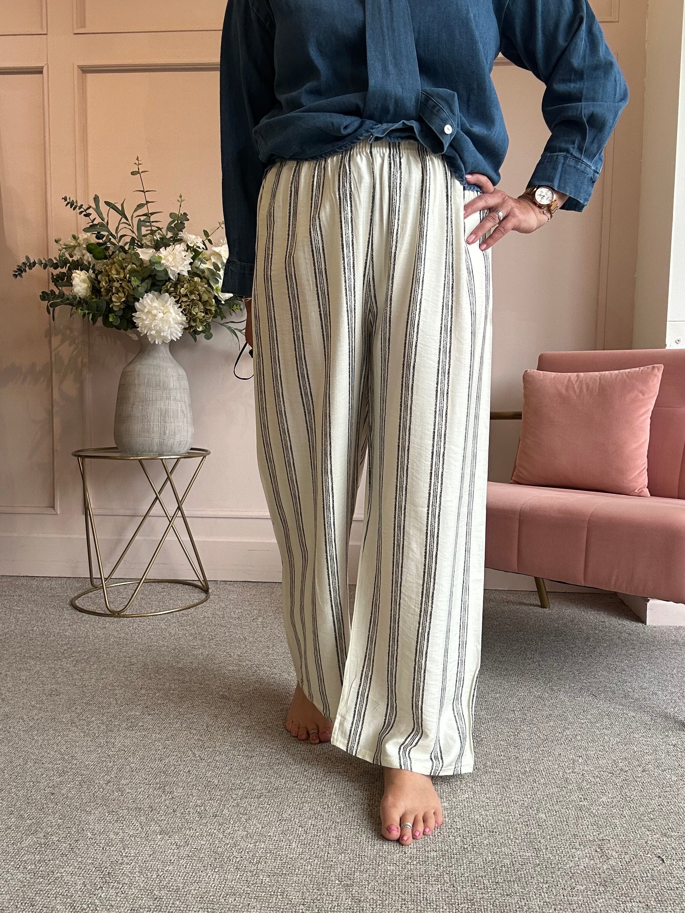 Striped Pant - Cream/Black